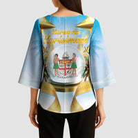 Fiji Christmas Kimono Sleeve Blouse Snow Globe With Fijian Santa LT05