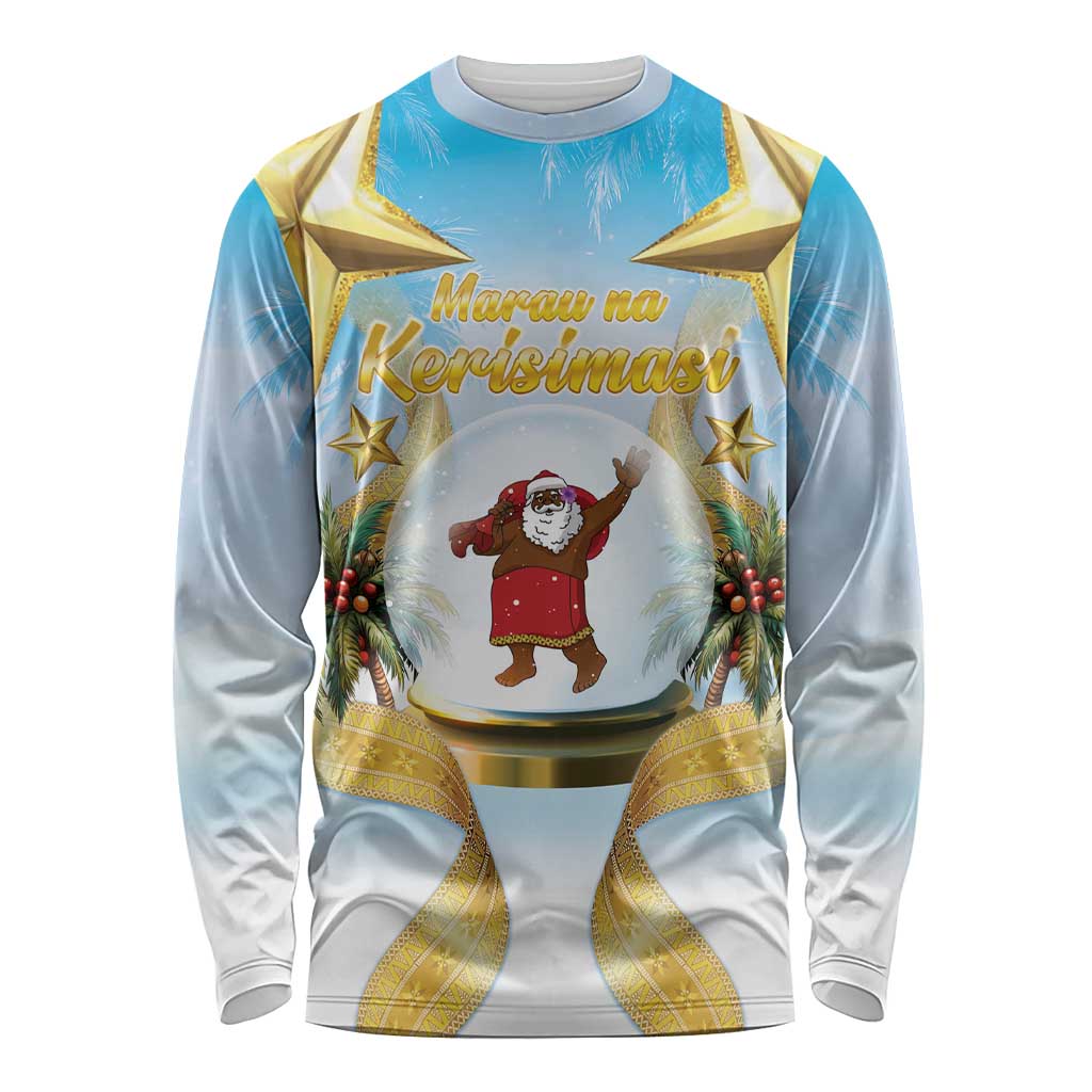 Fiji Christmas Long Sleeve Shirt Snow Globe With Fijian Santa LT05