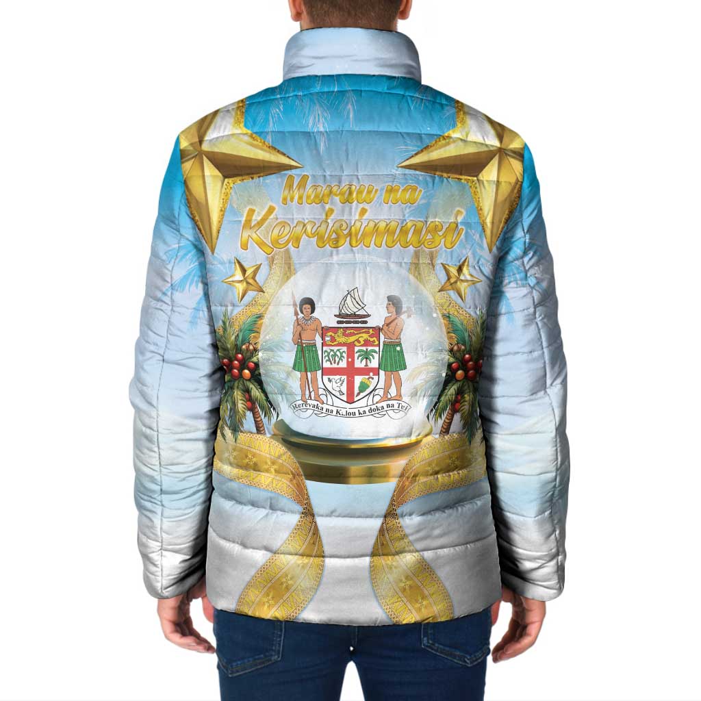 Fiji Christmas Padded Jacket Snow Globe With Fijian Santa LT05