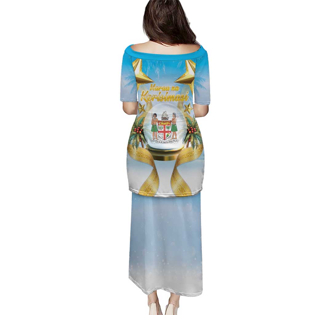 Fiji Christmas Puletasi Snow Globe With Fijian Santa LT05