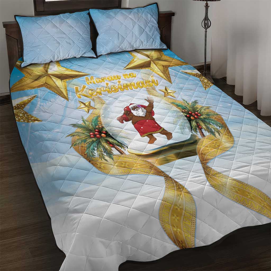 Fiji Christmas Quilt Bed Set Snow Globe With Fijian Santa LT05