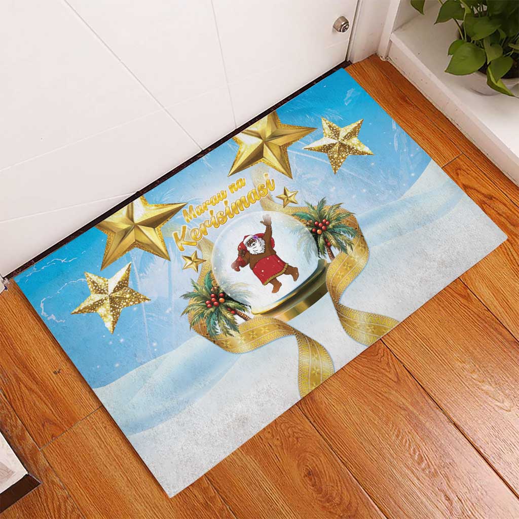 Fiji Christmas Rubber Doormat Snow Globe With Fijian Santa LT05