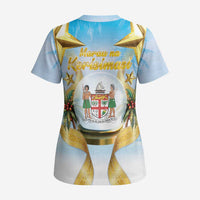 Fiji Christmas Scrub Top Snow Globe With Fijian Santa - Polynesian Pride