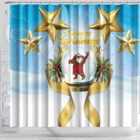 Fiji Christmas Shower Curtain Snow Globe With Fijian Santa LT05