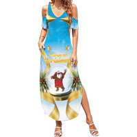 Fiji Christmas Summer Maxi Dress Snow Globe With Fijian Santa LT05