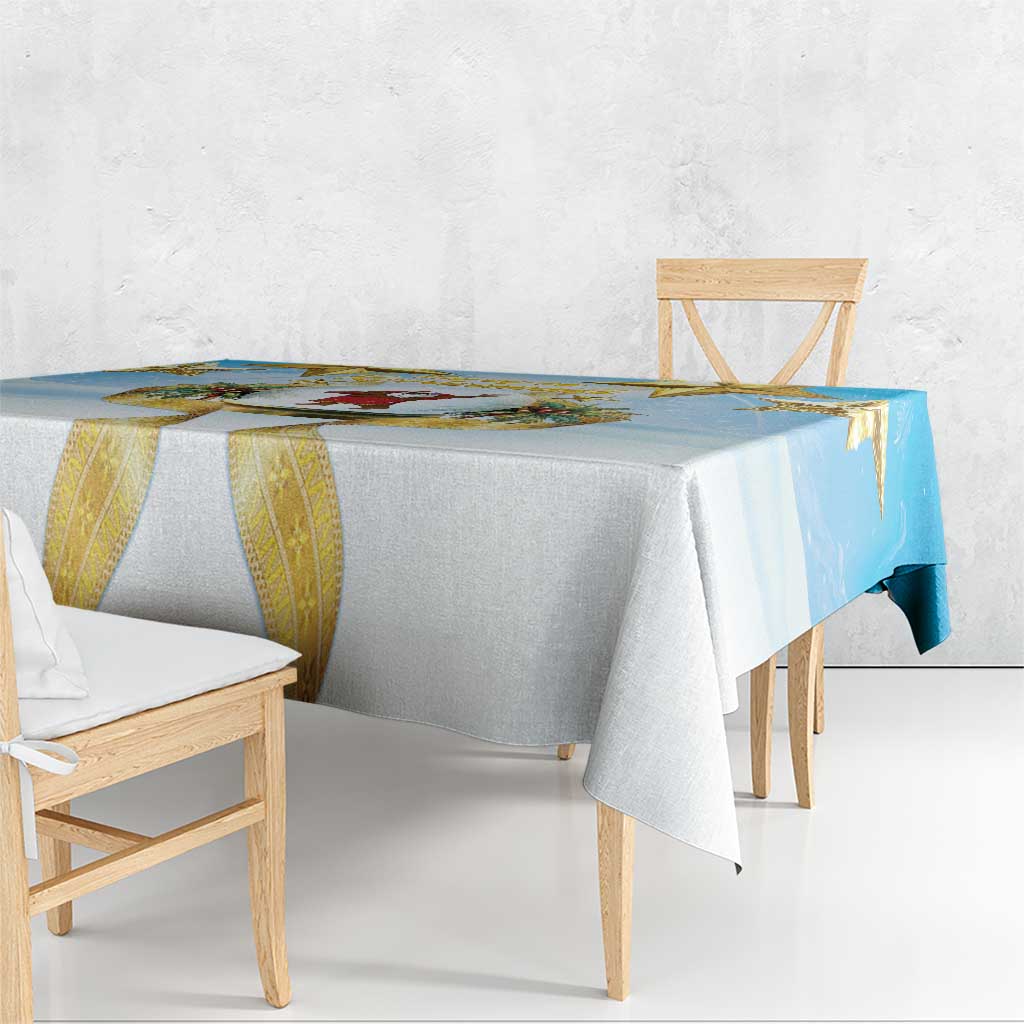 Fiji Christmas Tablecloth Snow Globe With Fijian Santa LT05