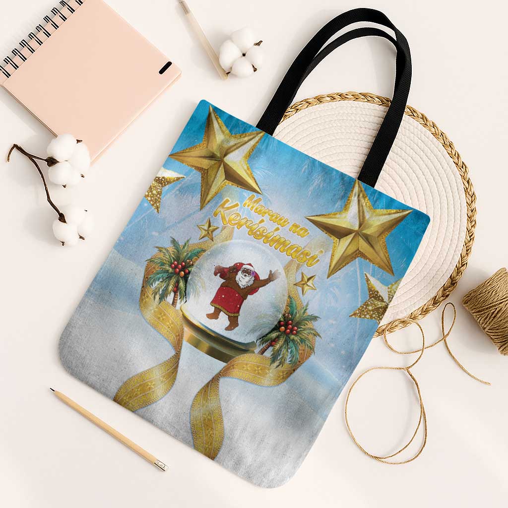 Fiji Christmas Tote Bag Snow Globe With Fijian Santa LT05