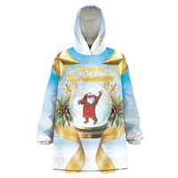 Fiji Christmas Wearable Blanket Hoodie Snow Globe With Fijian Santa LT05