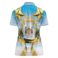 Fiji Christmas Women Polo Shirt Snow Globe With Fijian Santa LT05
