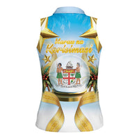 Fiji Christmas Women Sleeveless Polo Shirt Snow Globe With Fijian Santa LT05