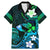 Personalised Hawaii Humuhumu Reef Triggerfish Family Matching Mermaid Dress and Hawaiian Shirt Turquoise With Plumeria LT05 Dad's Shirt - Short Sleeve Turquoise - Polynesian Pride