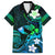 Personalised Hawaii Humuhumu Reef Triggerfish Family Matching Puletasi and Hawaiian Shirt Turquoise With Plumeria LT05 Dad's Shirt - Short Sleeve Turquoise - Polynesian Pride