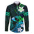 Personalised Hawaii Humuhumu Reef Triggerfish Family Matching Puletasi and Hawaiian Shirt Turquoise With Plumeria LT05 Dad's Shirt - Long Sleeve Turquoise - Polynesian Pride