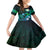 Personalised Hawaii Humuhumu Reef Triggerfish Kid Short Sleeve Dress Turquoise With Plumeria LT05 KID Turquoise - Polynesian Pride