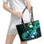 Hawaii Humuhumu Reef Triggerfish Leather Tote Bag Turquoise With Plumeria LT05 - Polynesian Pride