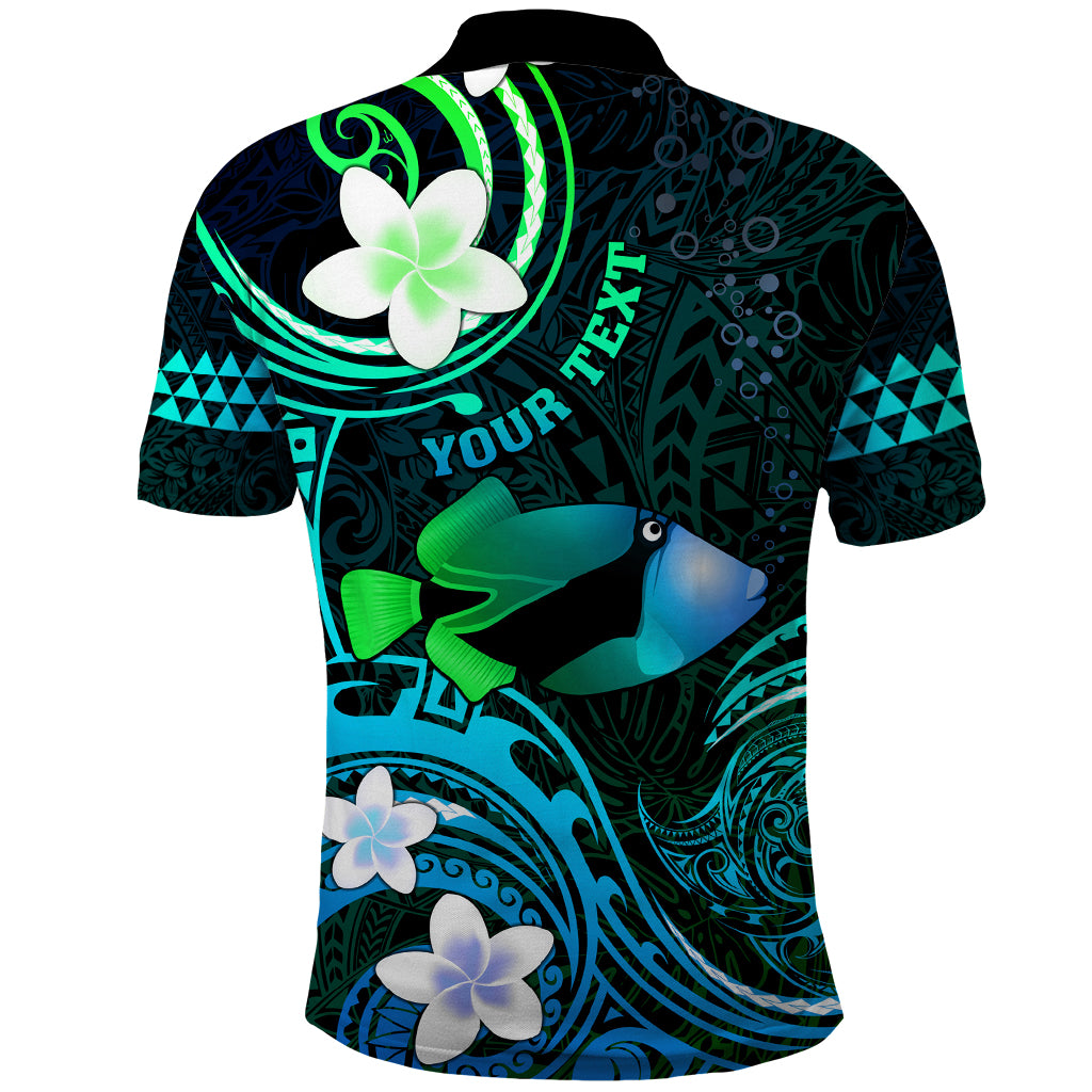 Personalised Hawaii Humuhumu Reef Triggerfish Polo Shirt Turquoise With Plumeria LT05 - Polynesian Pride