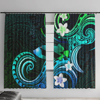 Hawaii Humuhumu Reef Triggerfish Window Curtain Turquoise With Plumeria LT05 With Hooks Turquoise - Polynesian Pride