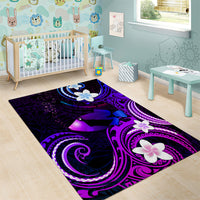 Hawaii Humuhumu Reef Triggerfish Area Rug Violet With Plumeria LT05 - Polynesian Pride