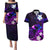 Personalised Hawaii Humuhumu Reef Triggerfish Couples Matching Puletasi and Hawaiian Shirt Violet With Plumeria LT05 Violet - Polynesian Pride