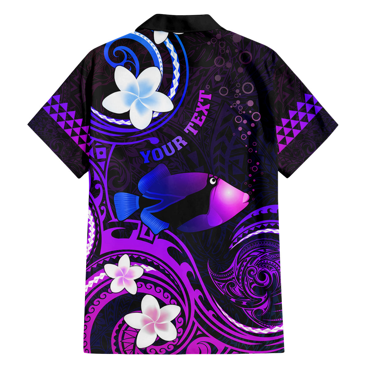Personalised Hawaii Humuhumu Reef Triggerfish Family Matching Off Shoulder Maxi Dress and Hawaiian Shirt Violet With Plumeria LT05 - Polynesian Pride