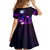 Personalised Hawaii Humuhumu Reef Triggerfish Kid Short Sleeve Dress Violet With Plumeria LT05 - Polynesian Pride