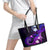 Hawaii Humuhumu Reef Triggerfish Leather Tote Bag Violet With Plumeria LT05 - Polynesian Pride