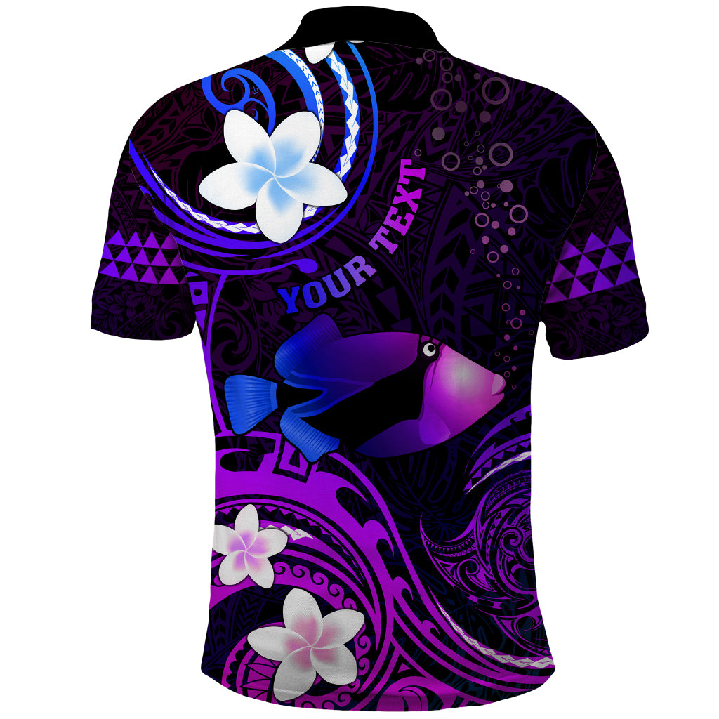 Personalised Hawaii Humuhumu Reef Triggerfish Polo Shirt Violet With Plumeria LT05 - Polynesian Pride