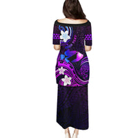 Personalised Hawaii Humuhumu Reef Triggerfish Puletasi Violet With Plumeria LT05 - Polynesian Pride