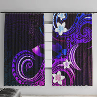 Hawaii Humuhumu Reef Triggerfish Window Curtain Violet With Plumeria LT05 With Hooks Violet - Polynesian Pride