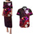 Personalised Hawaii Humuhumu Reef Triggerfish Couples Matching Puletasi and Hawaiian Shirt Maroon With Plumeria LT05 Maroon - Polynesian Pride