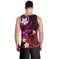 Personalised Hawaii Humuhumu Reef Triggerfish Men Tank Top Maroon With Plumeria LT05 - Polynesian Pride