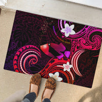 Hawaii Humuhumu Reef Triggerfish Rubber Doormat Maroon With Plumeria LT05 - Polynesian Pride