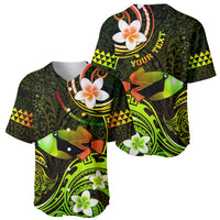 Personalised Hawaii Humuhumu Reef Triggerfish Baseball Jersey Reggae With Plumeria LT05 - Polynesian Pride