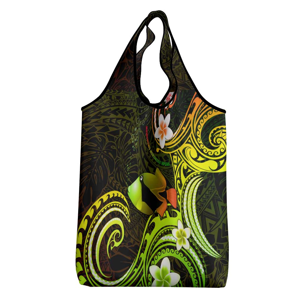 Hawaii Humuhumu Reef Triggerfish Grocery Bag Reggae With Plumeria
