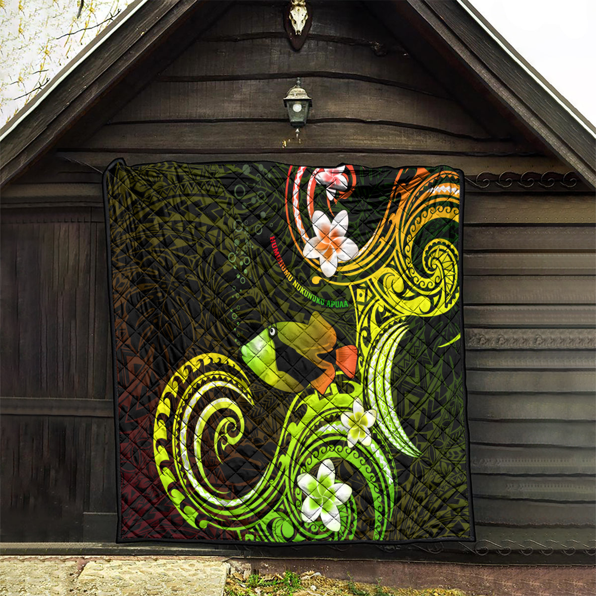 Hawaii Humuhumu Reef Triggerfish Quilt Reggae With Plumeria LT05 - Polynesian Pride