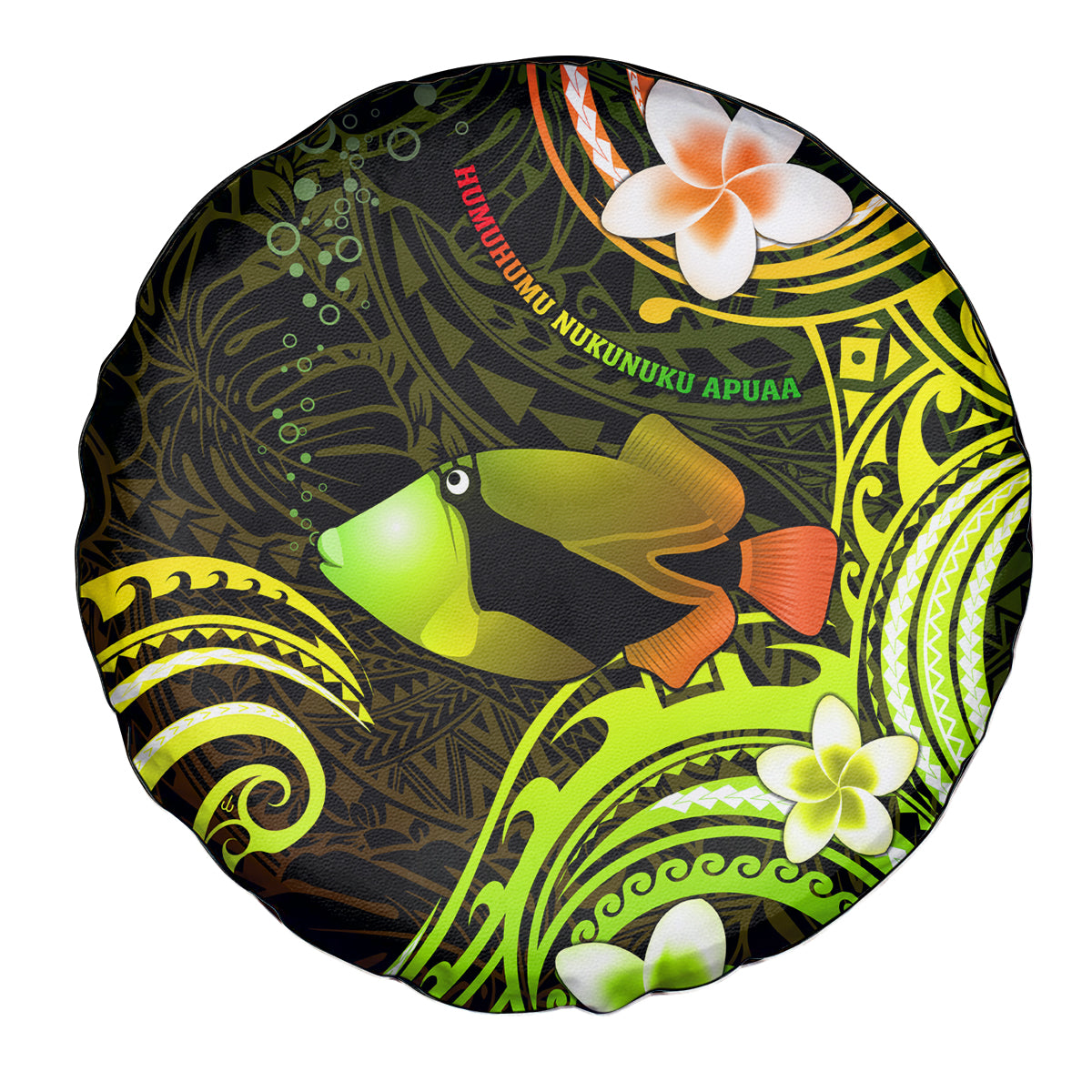 Hawaii Humuhumu Reef Triggerfish Spare Tire Cover Reggae With Plumeria LT05 - Polynesian Pride