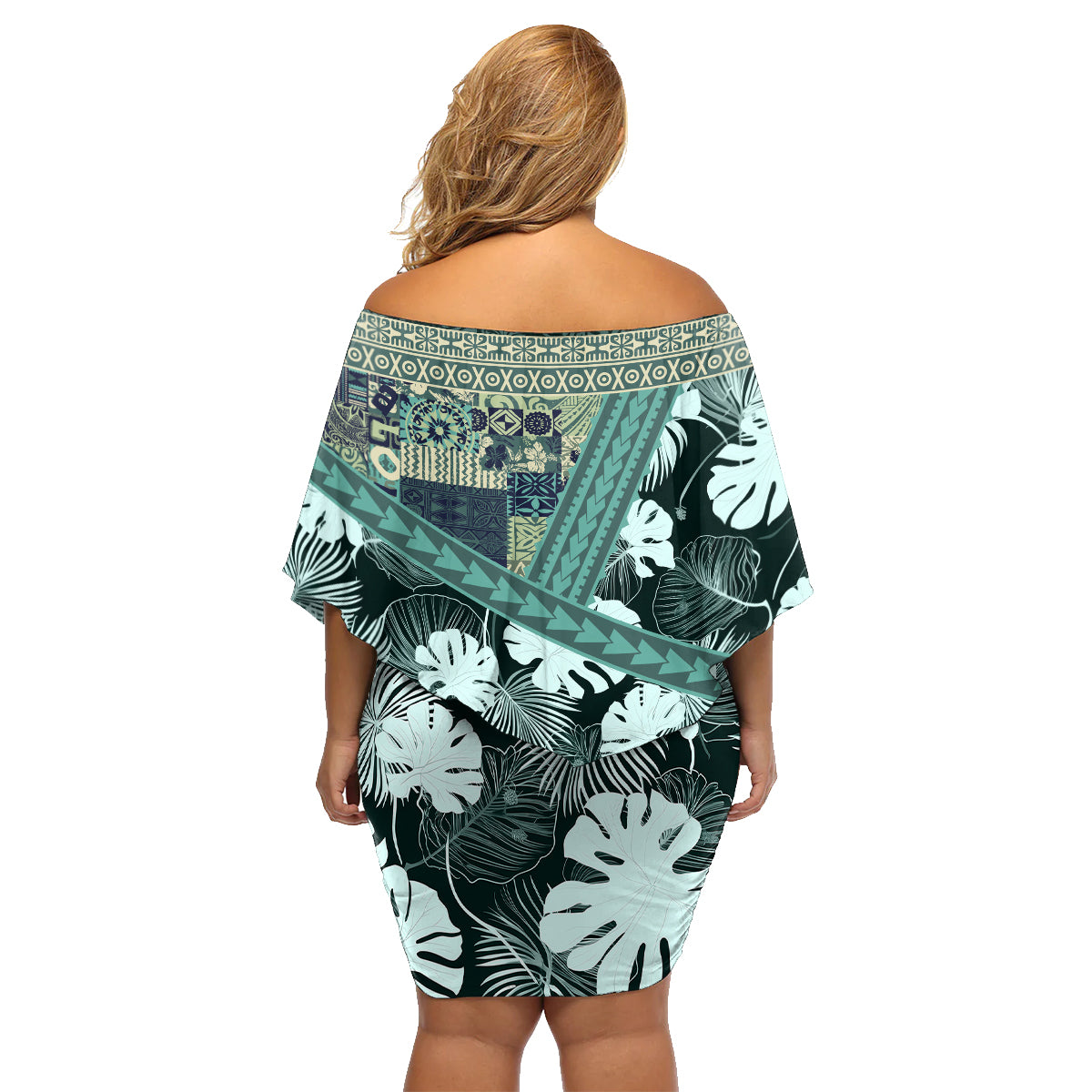 Hawaii Plant Kalo Family Matching Off Shoulder Short Dress and Hawaiian Shirt Hawaiian Tapa Pattern LT05 - Polynesian Pride
