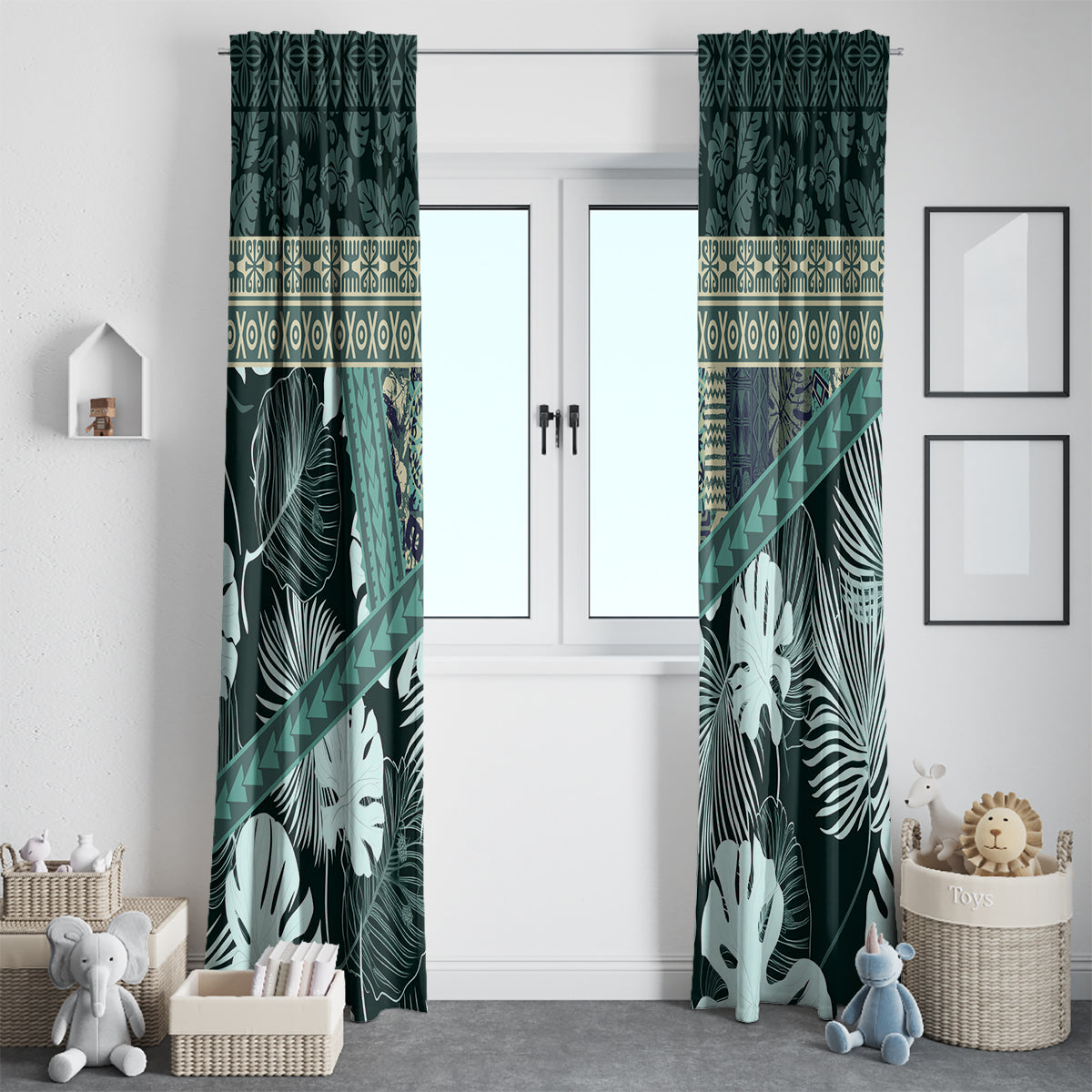 Hawaii Plant Kalo Window Curtain Hawaiian Tapa Pattern LT05 - Polynesian Pride