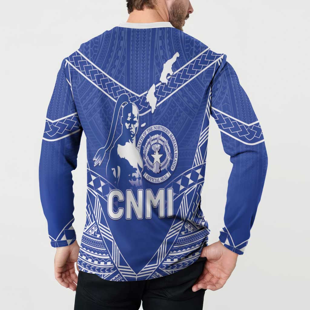 Northern Mariana Islands Button Sweatshirt Chamorro Warrior Tribal Pattern LT05 - Polynesian Pride
