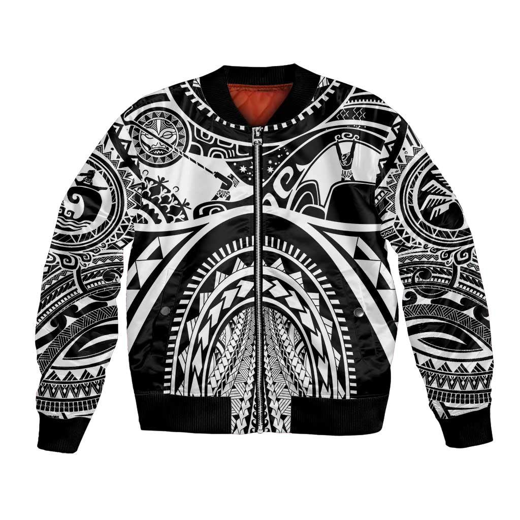 Polynesia Maui Tattoo Inspired Bomber Jacket Black Version LT05 Unisex Black - Polynesian Pride