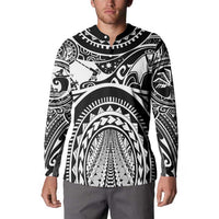 Polynesia Maui Tattoo Inspired Button Sweatshirt Black Version