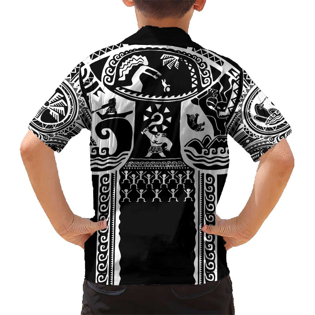 Polynesia Maui Tattoo Inspired Kid Hawaiian Shirt Black Version
