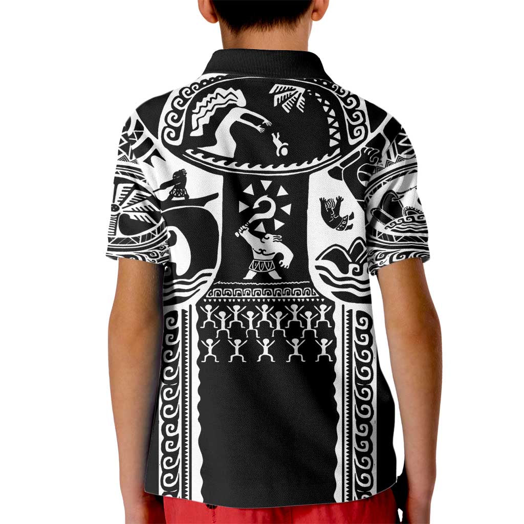 Polynesia Maui Tattoo Inspired Kid Polo Shirt Black Version