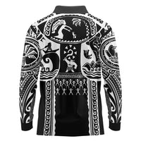 Polynesia Maui Tattoo Inspired Long Sleeve Polo Shirt Black Version