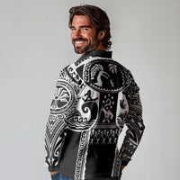 Polynesia Maui Tattoo Inspired Long Sleeve Polo Shirt Black Version