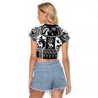 Polynesia Maui Tattoo Inspired Raglan Cropped T Shirt Black Version