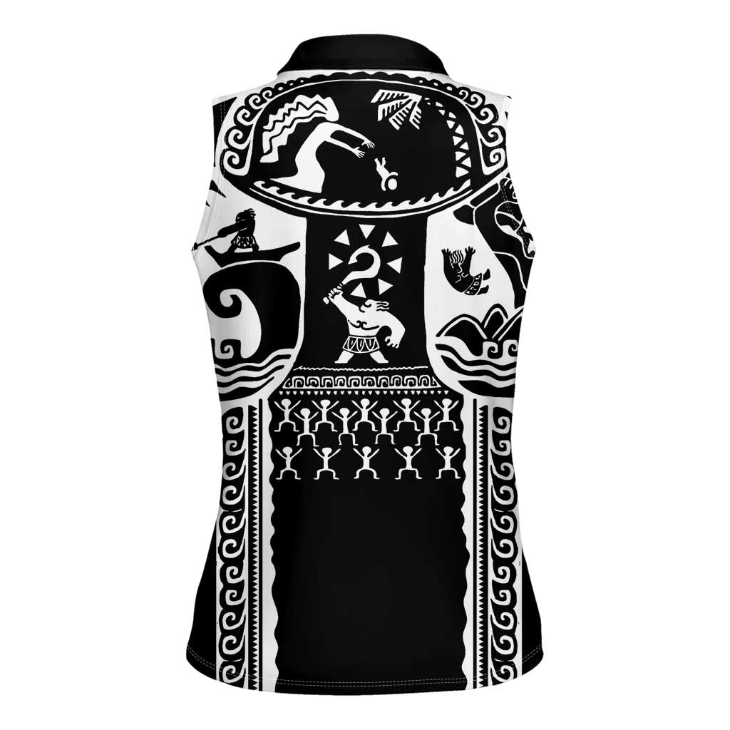 Polynesia Maui Tattoo Inspired Women Sleeveless Polo Shirt Black Version
