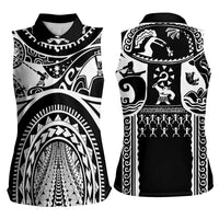 Polynesia Maui Tattoo Inspired Women Sleeveless Polo Shirt Black Version