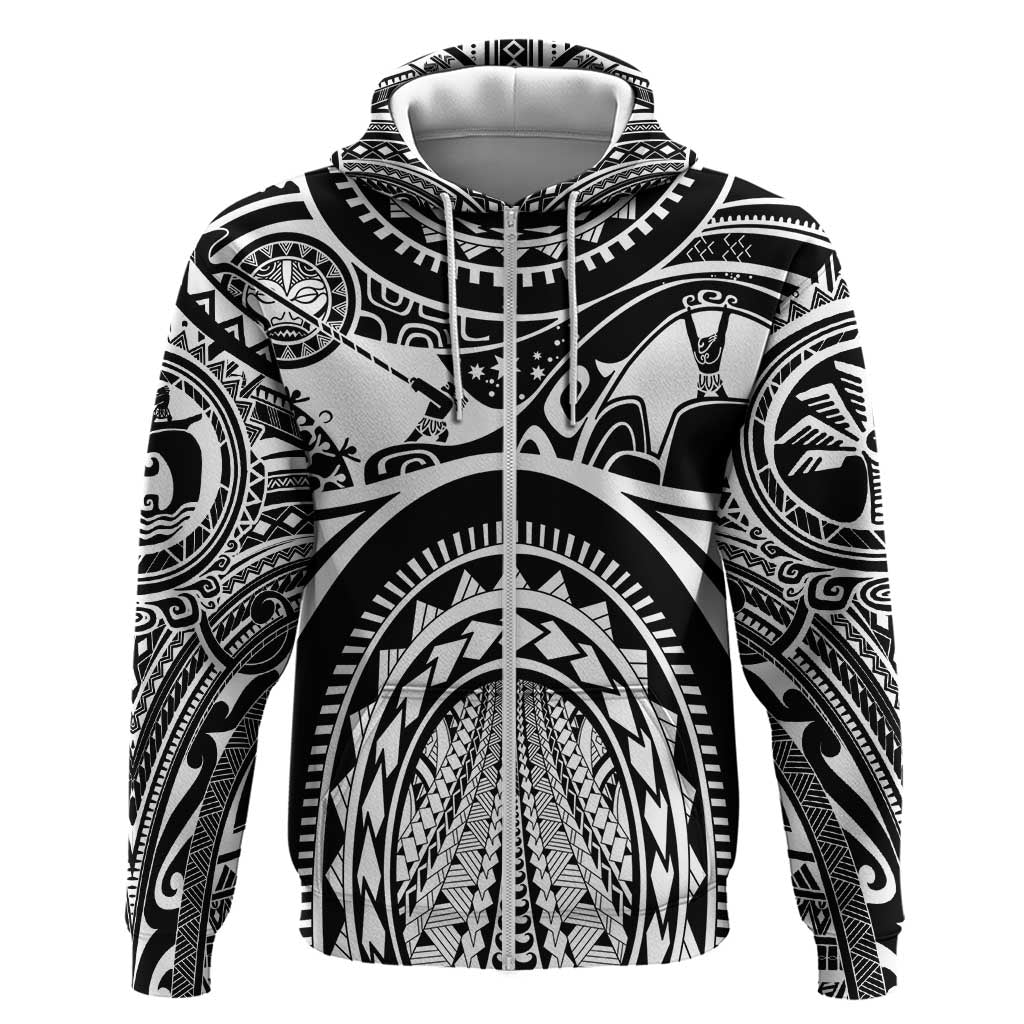 Polynesia Maui Tattoo Inspired Zip Hoodie Black Version LT05 Zip Hoodie Black - Polynesian Pride