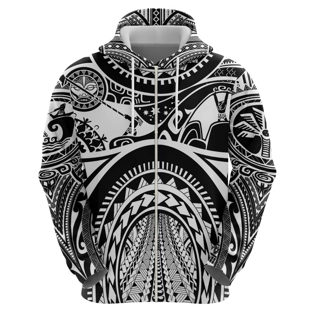 Polynesia Maui Tattoo Inspired Zip Hoodie Black Version LT05 - Polynesian Pride